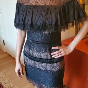 Black Halston lace dress